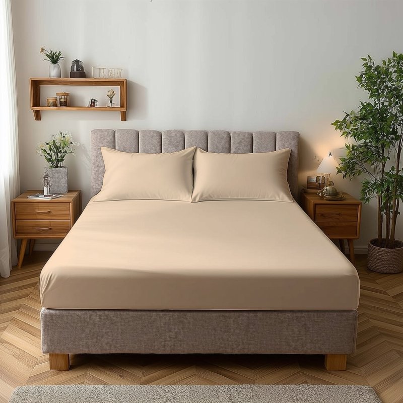 Microfibre Soft Touch Fitted Sheet 25cm Skirt Plain Dyed Bed Linen - British D'sire
