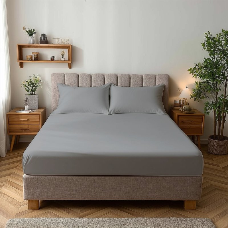 Microfibre Soft Touch Fitted Sheet 25cm Skirt Plain Dyed Bed Linen - British D'sire