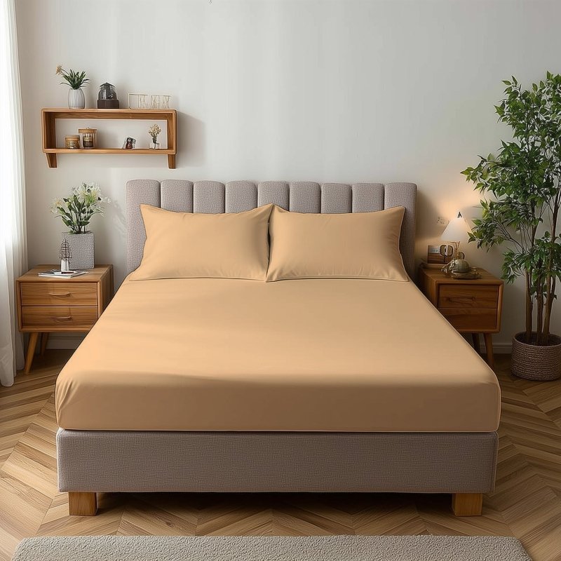Microfibre Soft Touch Fitted Sheet 25cm Skirt Plain Dyed Bed Linen - British D'sire