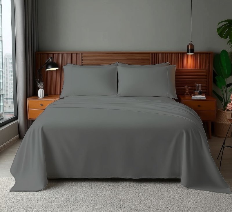 Microfibre Soft Touch Flat Sheet Plain Dyed Bed Linen - Silver - Single - British D'sire