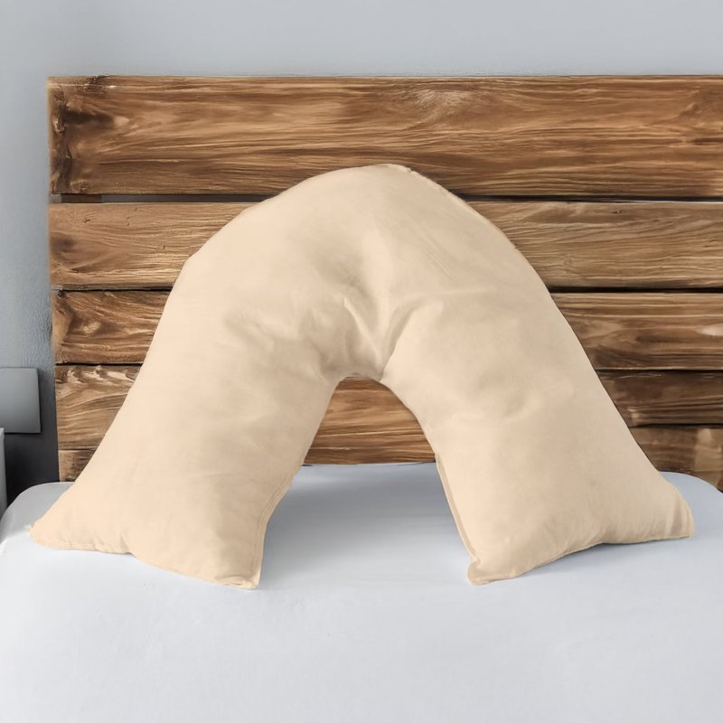 Microfibre Soft Touch V Shape Plain Dyed Pillowcase - Cream - British D'sire