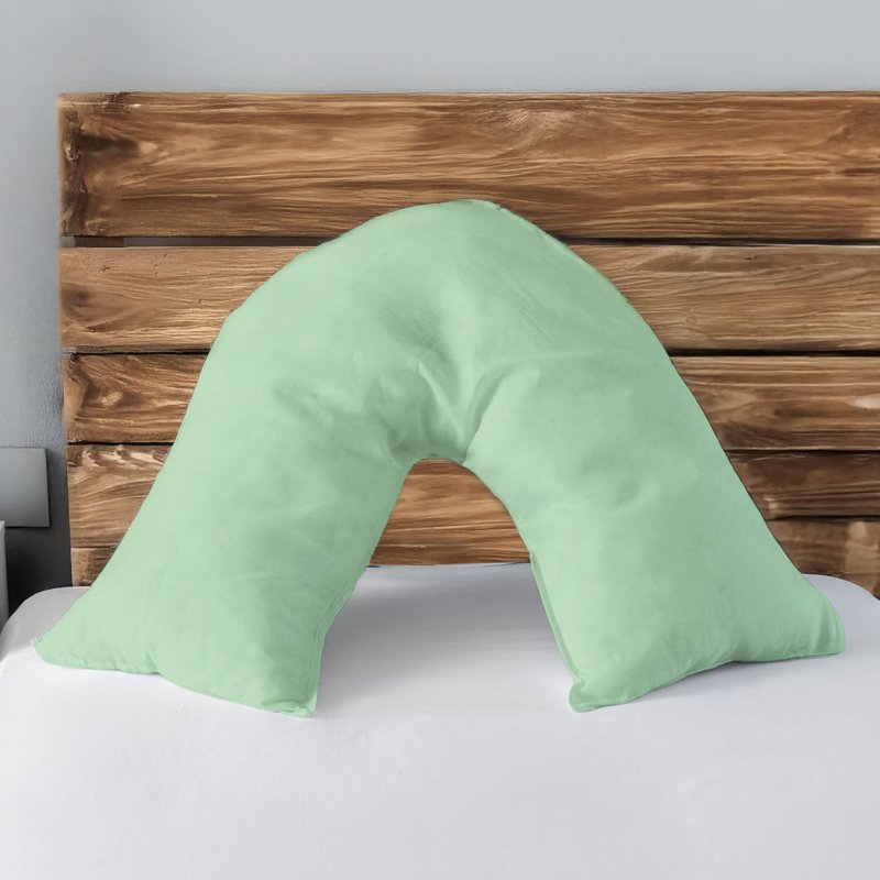 Microfibre Soft Touch V Shape Plain Dyed Pillowcase - Duck Egg - British D'sire