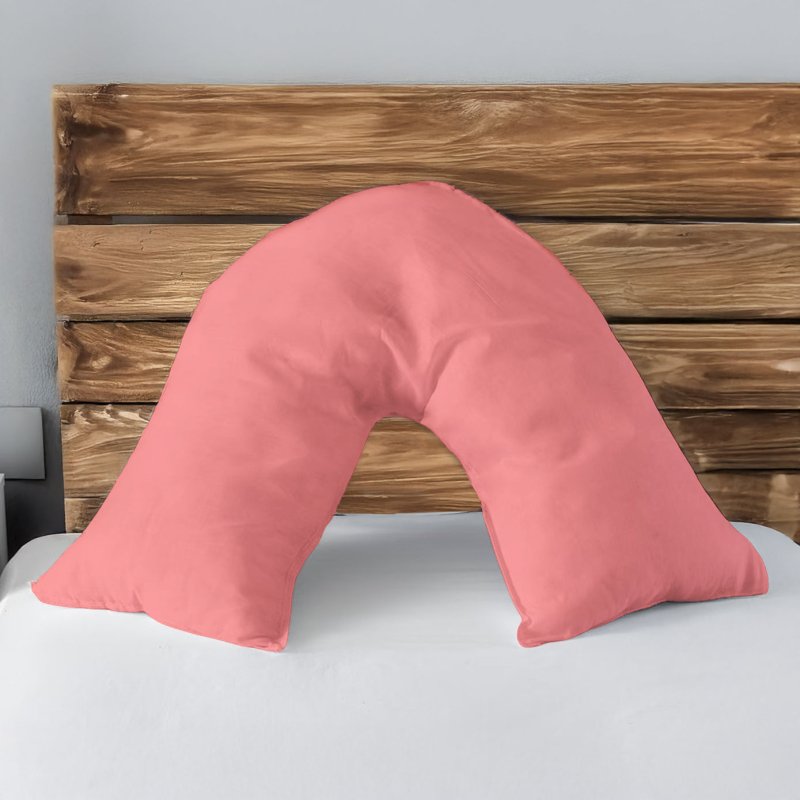 Microfibre Soft Touch V Shape Plain Dyed Pillowcase - Pink - British D'sire