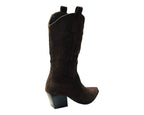 Mid Calf Embroidered Faux Suede Cowboy Boots - Boots - British D'sire