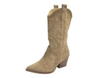 Mid Calf Embroidered Faux Suede Cowboy Boots - Boots - British D'sire