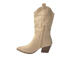 Mid Calf Embroidered Faux Suede Cowboy Boots - Boots - British D'sire