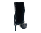 Mid Calf Pointed Toe Studded Fold Over Boots - Boots - British D'sire