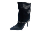 Mid Calf Pointed Toe Studded Fold Over Boots - Boots - British D'sire
