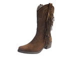 Mid Calf Stud Fringe Faux Suede Boots - Boots - British D'sire