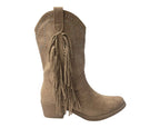 Mid Calf Stud Fringe Faux Suede Boots - Boots - British D'sire