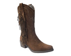 Mid Calf Stud Fringe Faux Suede Boots - Boots - British D'sire