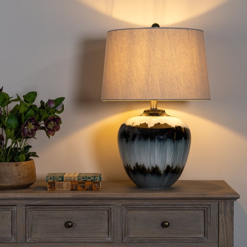 Midnight Shadows Table Lamp With Linen Shade - Lamps - British D'sire