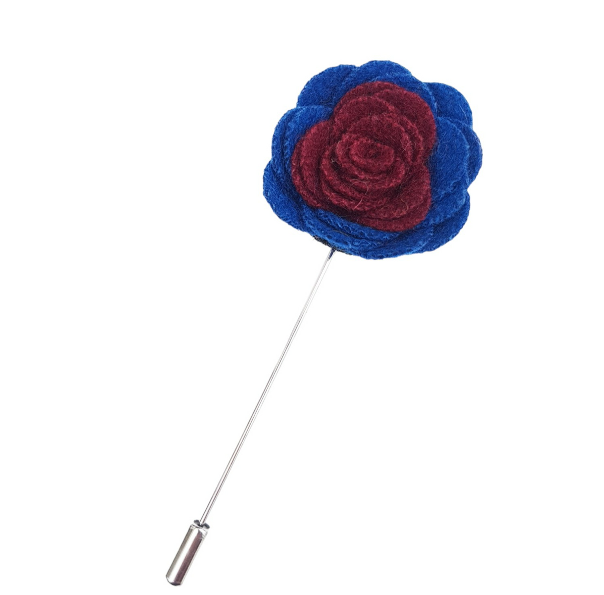 Felt Rose Lapel Pin, Midnight Blue and Burgundy