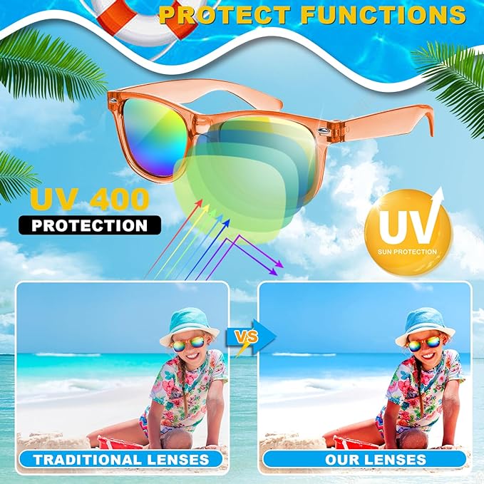 Mikulala 24Pack Kids Sunglasses,Neon Sunglasses in Bulk Party Bag Fillers for Kids,Party Sunglasses Great Gifts for Birthday Graduation Party Supplies - British D'sire
