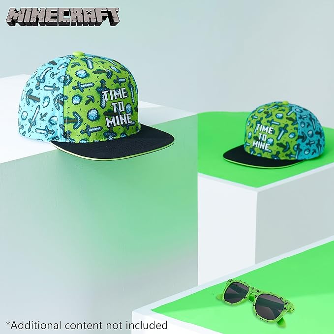Minecraft Baseball Cap and Kids Sunglasses Set, Creeper Adjustable Boys Hat 100% UV Protection Kids Sunglasses Boys Holiday Accessories Gamer Gifts Secondary image