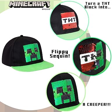 Minecraft Baseball Cap Boys Trucker Sun Hat Lightweight Adjustable Strap Snapback Creeper Kids Gamer Holiday Accessories Multicoloured - Kids Headwear - British D'sire