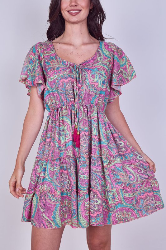 Mini Dress – Effortless Boho Style with Paisley Print - Dresses - British D'sire