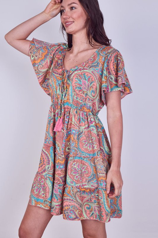 Mini Dress – Effortless Boho Style with Paisley Print - Dresses - British D'sire