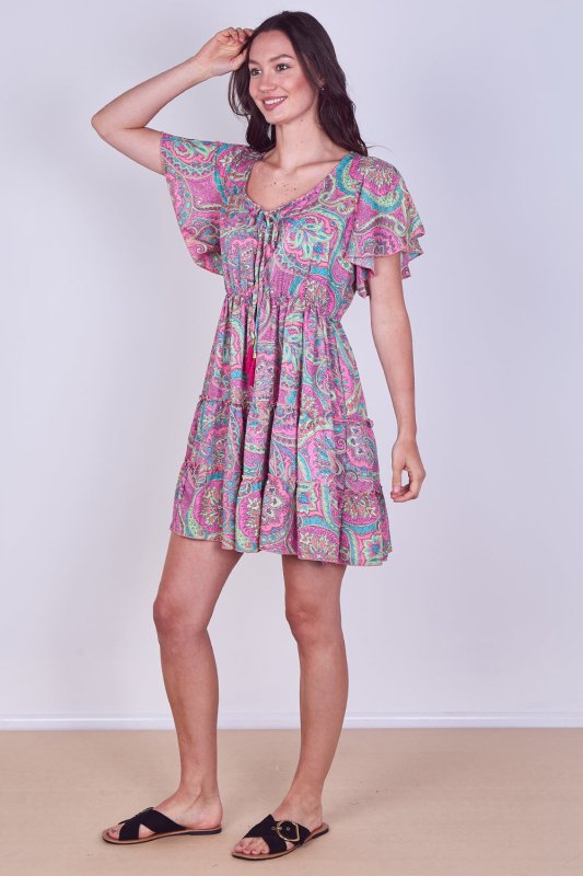 Mini Dress – Effortless Boho Style with Paisley Print - Dresses - British D'sire
