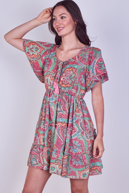 Mini Dress – Effortless Boho Style with Paisley Print - Dresses - British D'sire