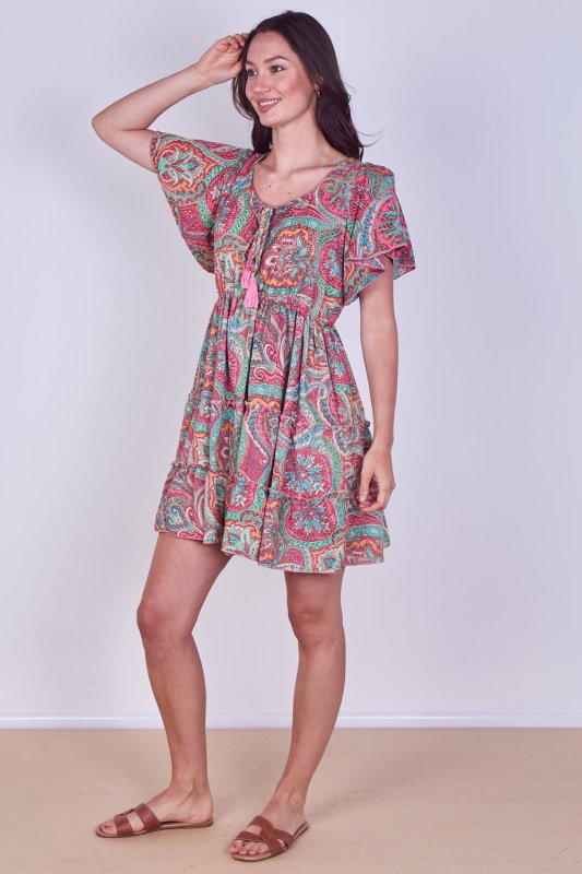 Mini Dress – Effortless Boho Style with Paisley Print - Dresses - British D'sire
