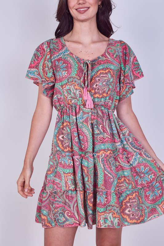 Mini Dress – Effortless Boho Style with Paisley Print - Dresses - British D'sire