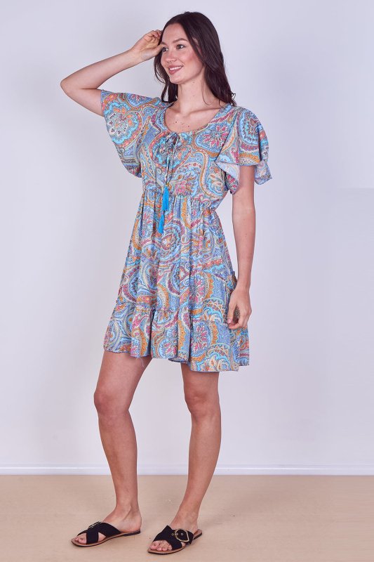 Mini Dress – Effortless Boho Style with Paisley Print - Dresses - British D'sire