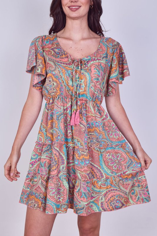 Mini Dress – Effortless Boho Style with Paisley Print - Dresses - British D'sire