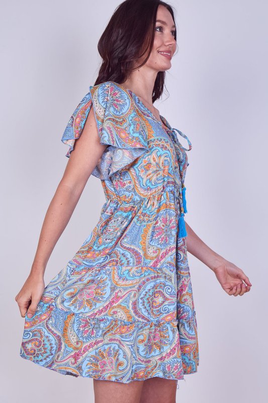 Mini Dress – Effortless Boho Style with Paisley Print - Dresses - British D'sire