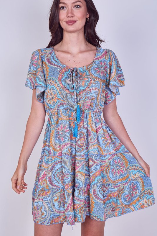 Mini Dress – Effortless Boho Style with Paisley Print - Dresses - British D'sire