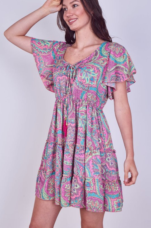 Mini Dress – Effortless Boho Style with Paisley Print - Dresses - British D'sire
