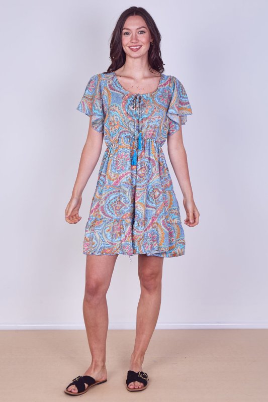 Mini Dress – Effortless Boho Style with Paisley Print - Dresses - British D'sire