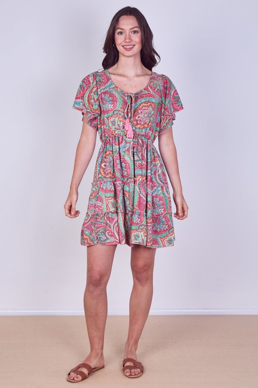 Mini Dress – Effortless Boho Style with Paisley Print - Dresses - British D'sire