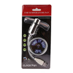 Mini Durable USB Clock Time Display Flexible LED Light Fan, DC 5V - British D'sire