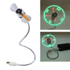 Mini Durable USB Clock Time Display Flexible LED Light Fan, DC 5V - British D'sire