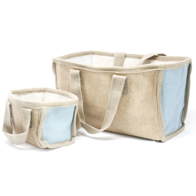 Mini Shopping Basket - 16X10X12cm - Charcoal - Stacking Natural Jute Baskets - British D'sire