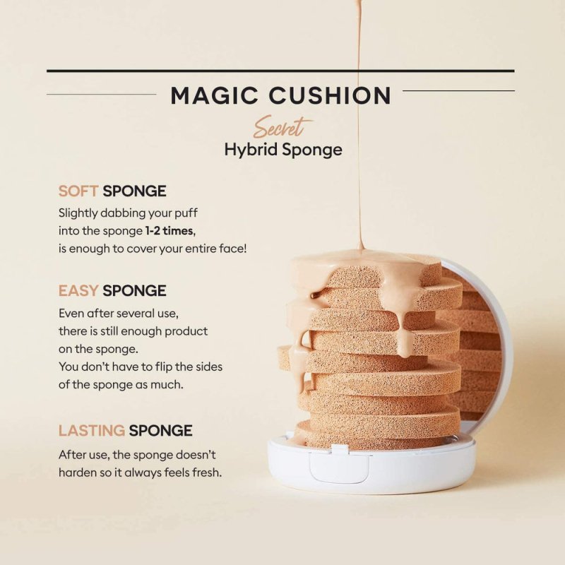 MISSHA Magic Cushion Cover Lasting Foundation SPF50+/PA+++, 21 Light Beige 15 g - Foundations & Concealers - British D'sire