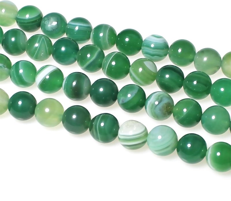 MJDCB Natural Round Stone Beads 8mm Green Striped Agate Loose Gemstone Beads for Jewelry Making Bracelet Necklace 43pcs - Beads - British D'sire