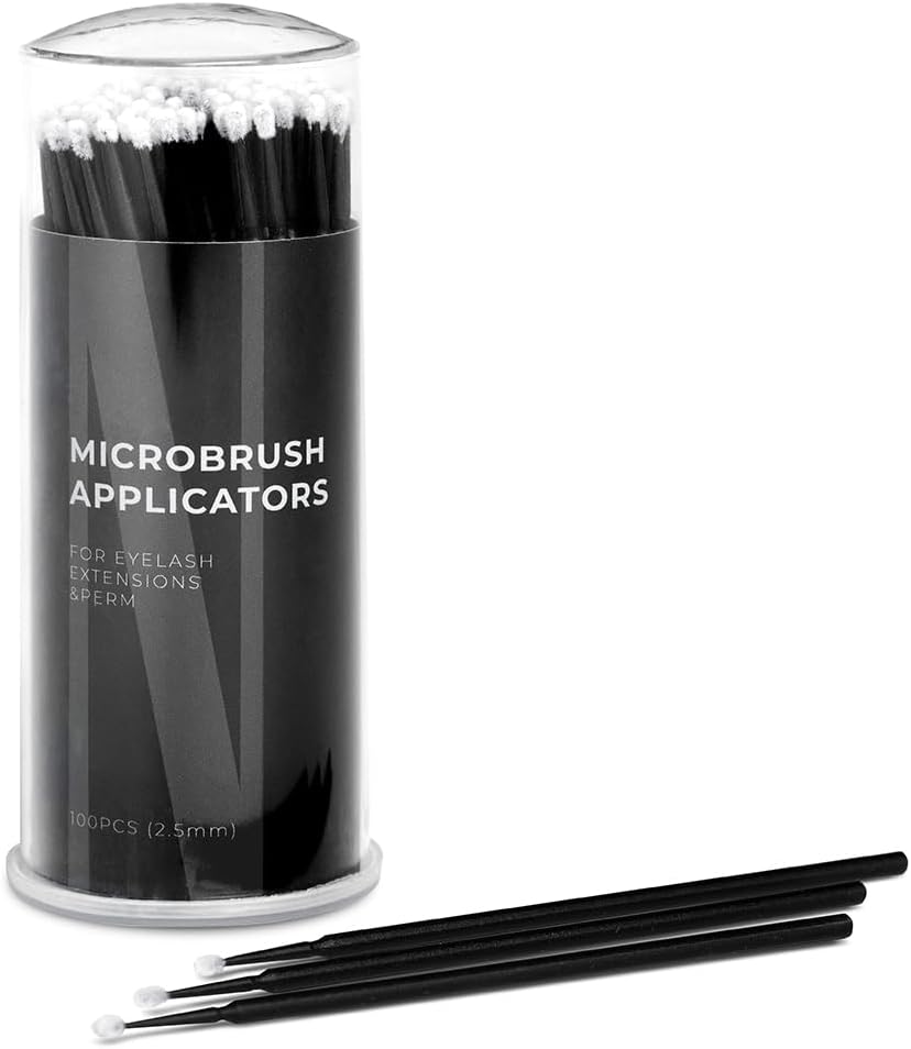 Nanolash Microbrush Applicators 100 pcs - eyelash microbrushes, disposable eyelash applicators, micro brushes for eyelash extensions (2.5 mm) Main image
