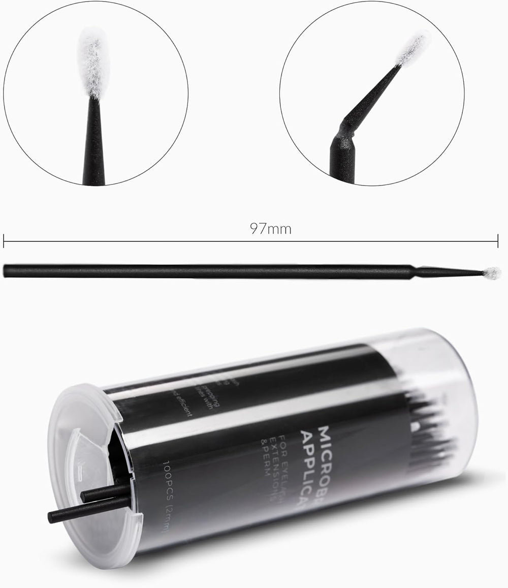 Nanolash Microbrush Applicators 100 pcs - eyelash microbrushes, disposable eyelash applicators, micro brushes for eyelash extensions (2.5 mm) Secondary image