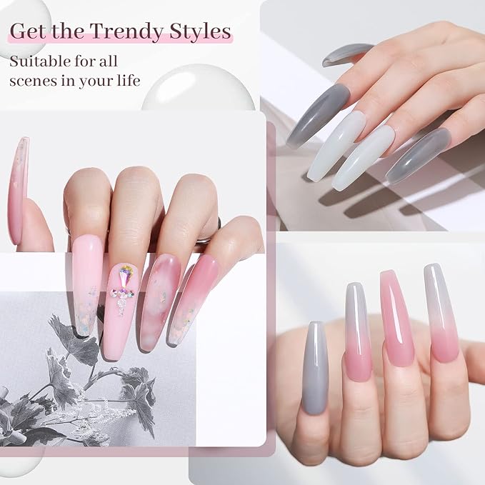 Modelones Poly Nail Gel Kit with 20W Nail Lamp, 6 Colors Poly Nail Extension Gel Kit Glitter Pink Red Builder Nail Gel Nail Strengthen Base Top Coat Set Nail Forms for Nail Art DIY at Home - British D'sire