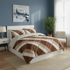 Modern Reversible Duvet Cover Stylish Geometric Pattern Bedding for Bedroom - Single - Brown - British D'sire