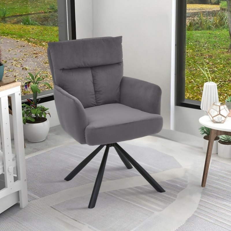Modern Upholstered Swivel Armchair with Black Legs - Swivel Armchair - British D'sire