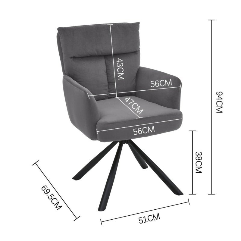 Modern Upholstered Swivel Armchair with Black Legs - Swivel Armchair - British D'sire