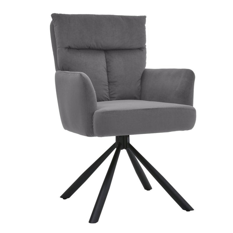 Modern Upholstered Swivel Armchair with Black Legs - Swivel Armchair - British D'sire