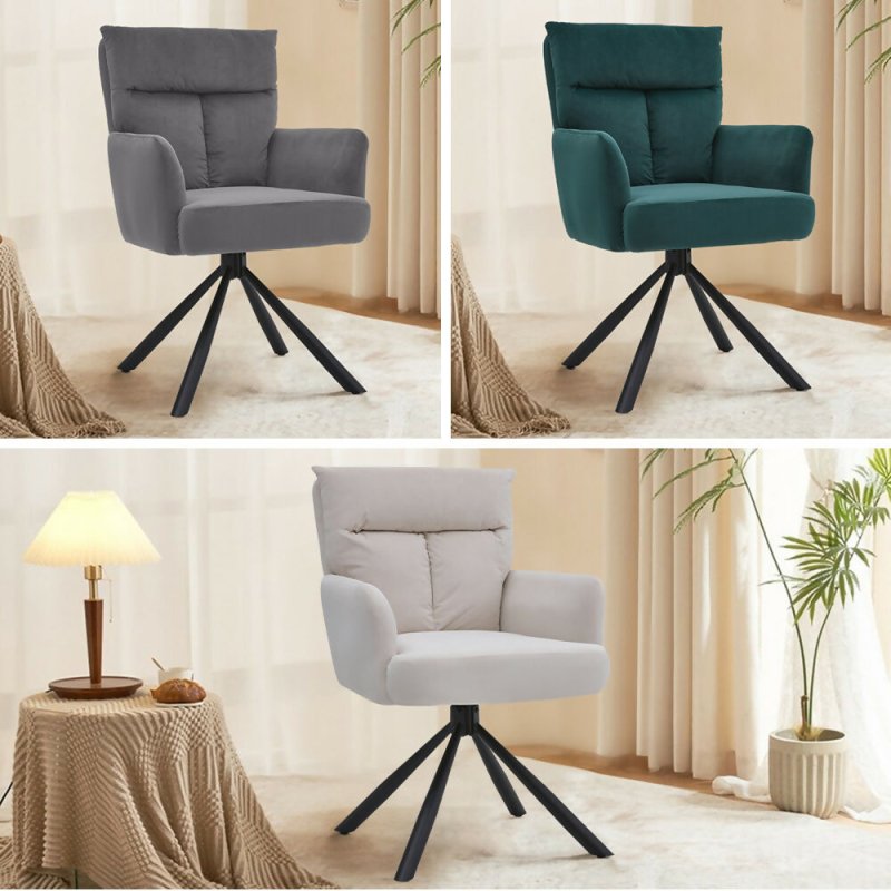 Modern Upholstered Swivel Armchair with Black Legs - Swivel Armchair - British D'sire