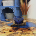 Molton Glass Mini Blue Bowl On Wood - Glass Decor - British D'sire