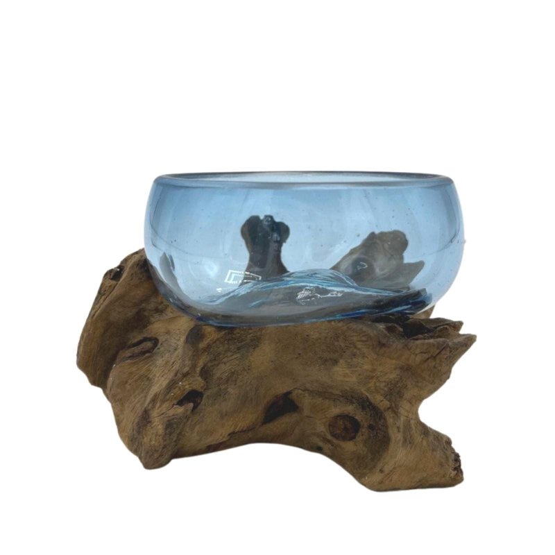 Molton Glass Mini Blue Bowl On Wood Secondary image