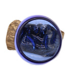 Molton Glass Mini Blue Bowl On Wood - Glass Decor - British D'sire