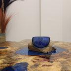 Molton Glass Mini Blue Bowl On Wood - Glass Decor - British D'sire